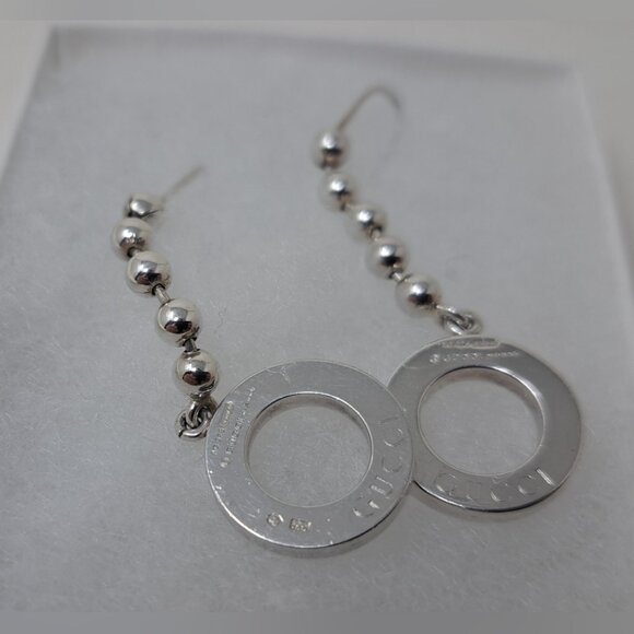 Gucci Women's Boucle Drop Earrings Sterling Silver 925 Italy 2.25" - Picture 13 of 15